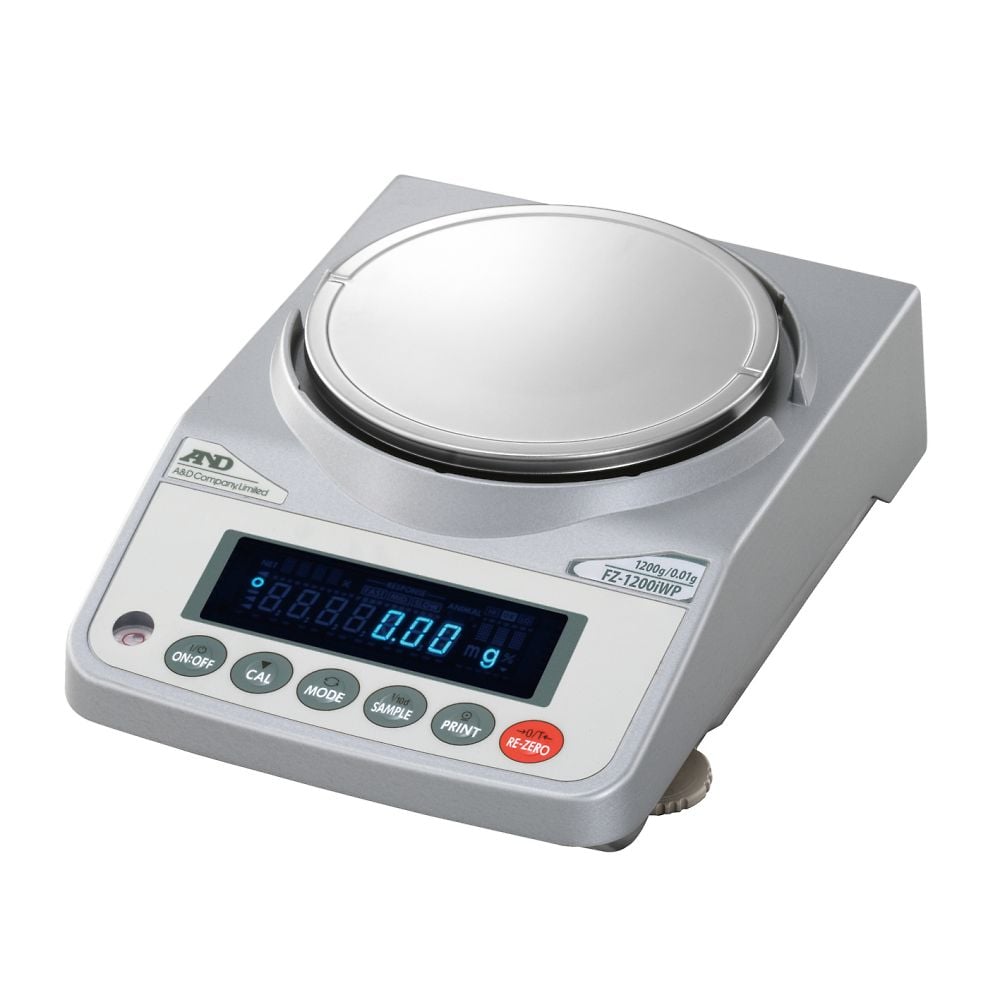 校正用分銅内蔵型防塵・防水型電子天びん FZ-iWPシリーズ  ひょう量:1220g 最小表示:0.01g  　FZ-1200iWP 1台