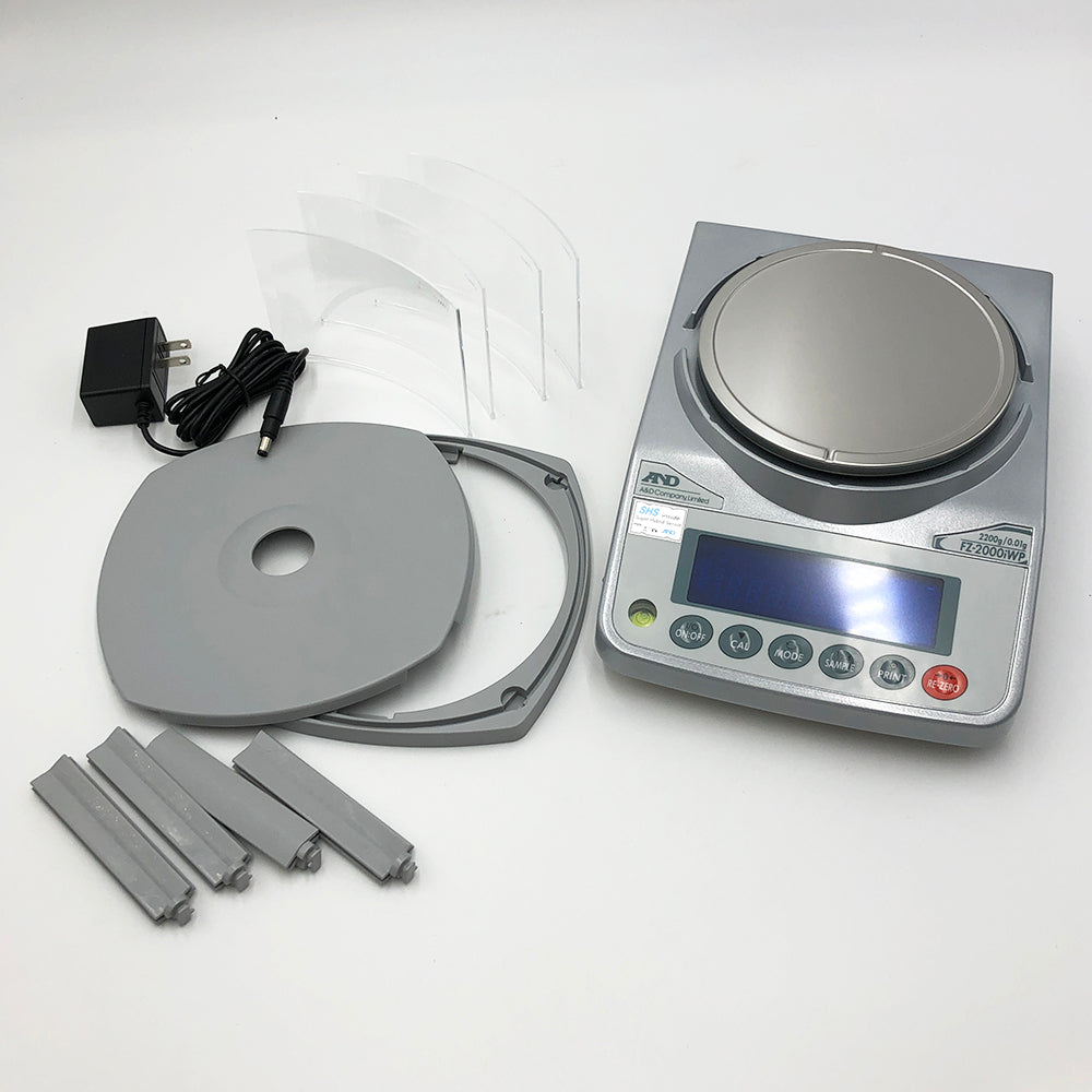 校正用分銅内蔵型防塵・防水型電子天びん FZ-iWPシリーズ  ひょう量:2200g 最小表示:0.01g  　FZ-2000iWP 1台