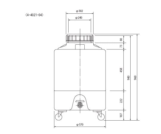 ウォータータンク（テーパータンク） 100L ネジキャップ・キャスター有　7086-31 1個