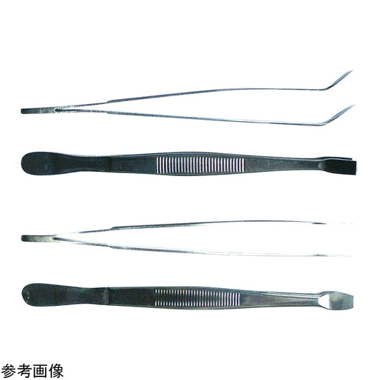 SUS304フラットピンセット 直 130mm　9160392 1本