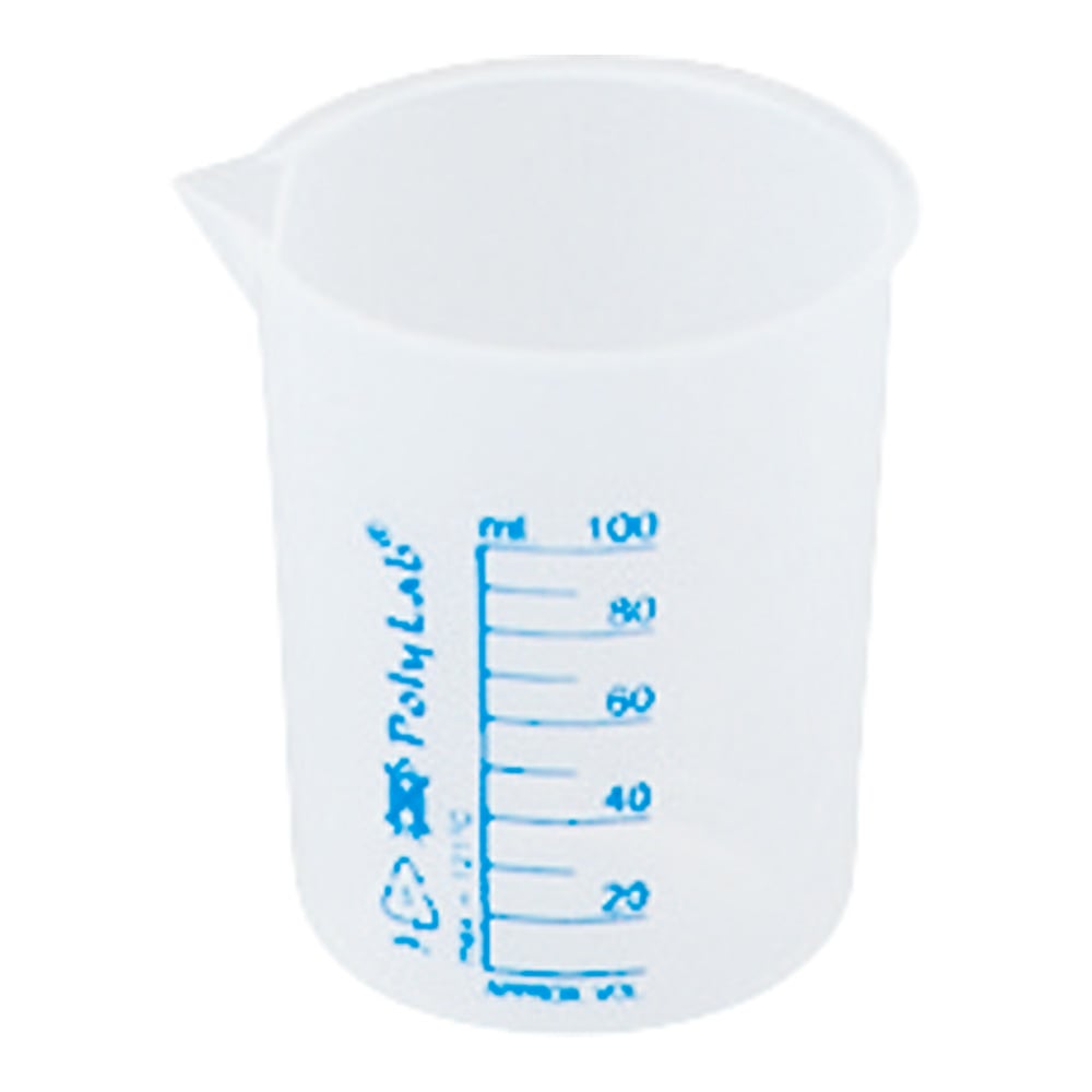 プラスチックビーカー（青目盛付き・PP製）100mL　11152 1個