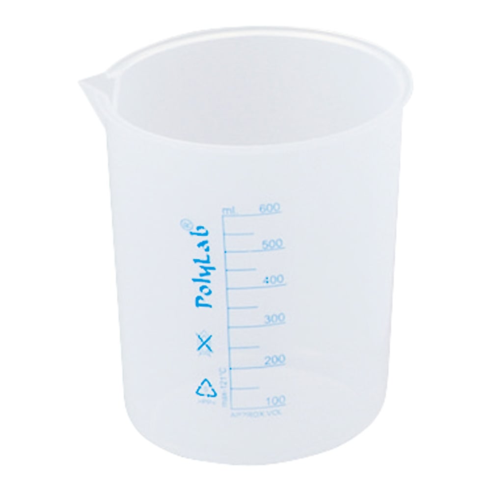 プラスチックビーカー（青目盛付き・PP製）500mL　11154 1個