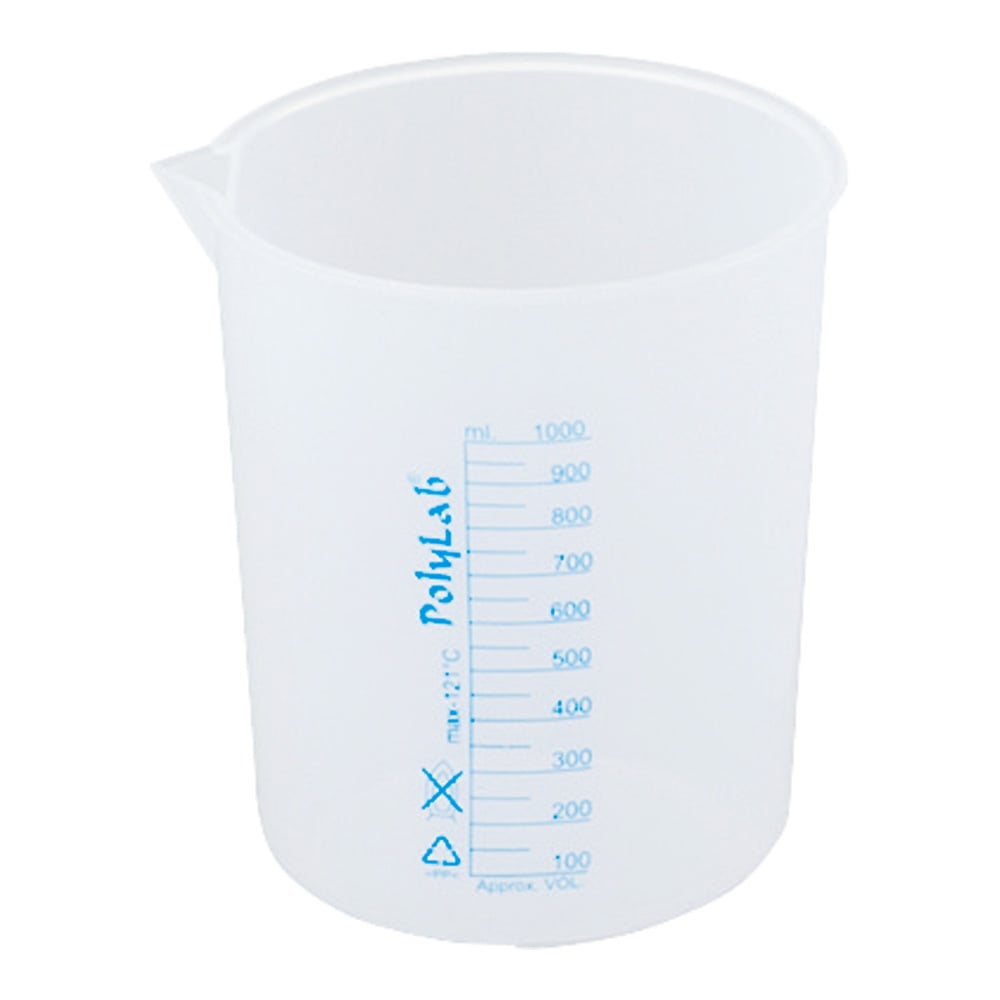 プラスチックビーカー（青目盛付き・PP製）1000mL　11155 1個