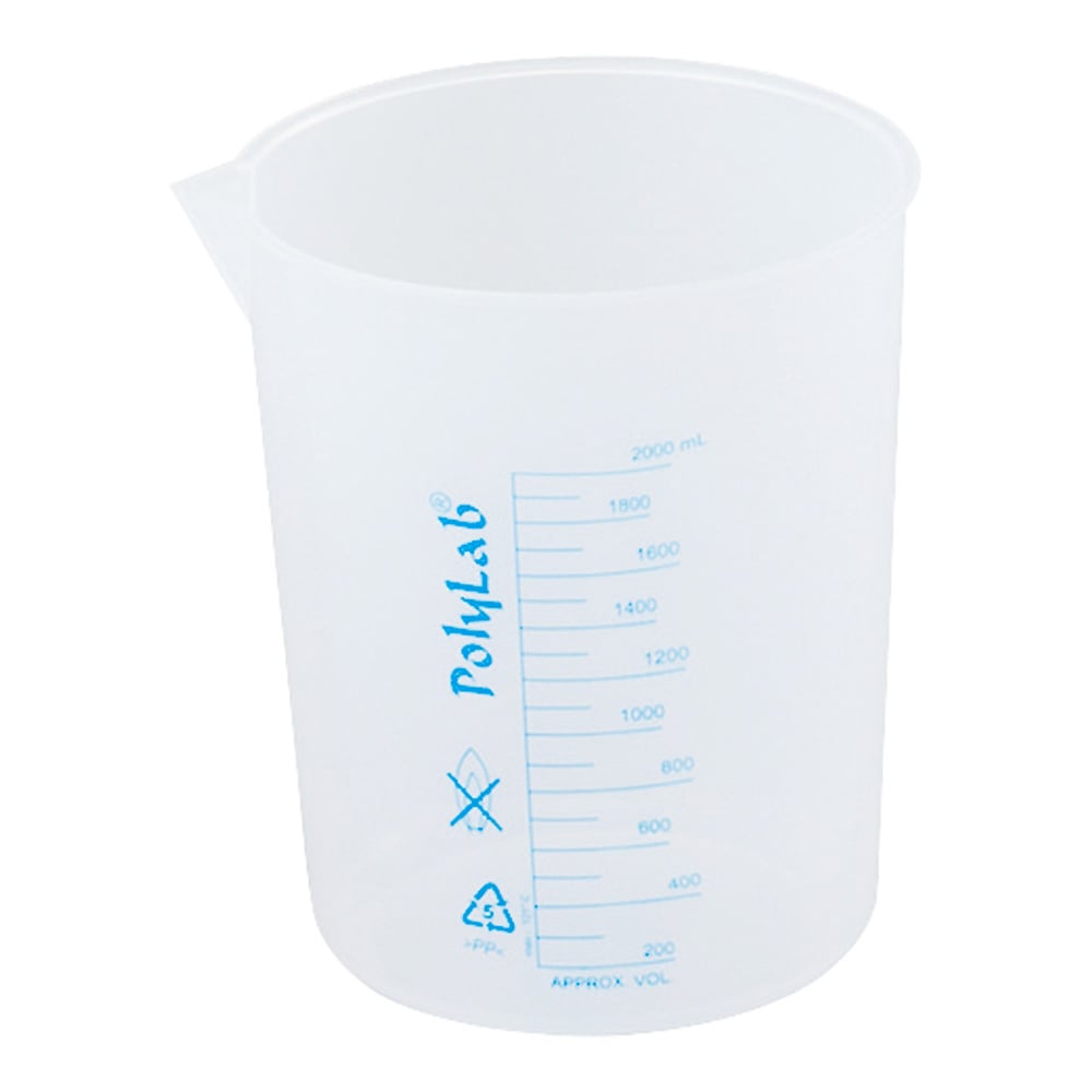 プラスチックビーカー（青目盛付き・PP製）2000mL　11156 1個