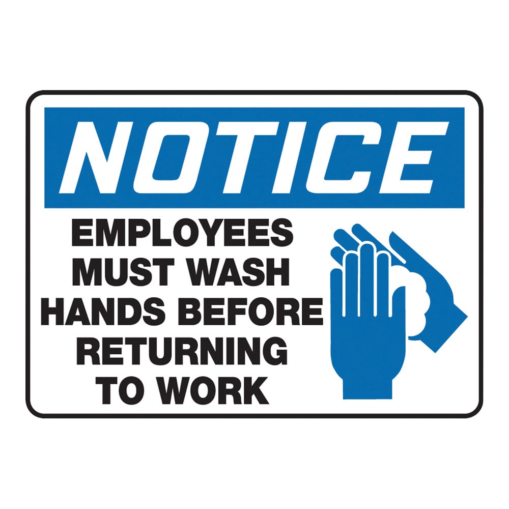 警告・注意喚起ラベル（英字）Employees Must Wash Hands Before Returning To Work　MRST811VS 1枚