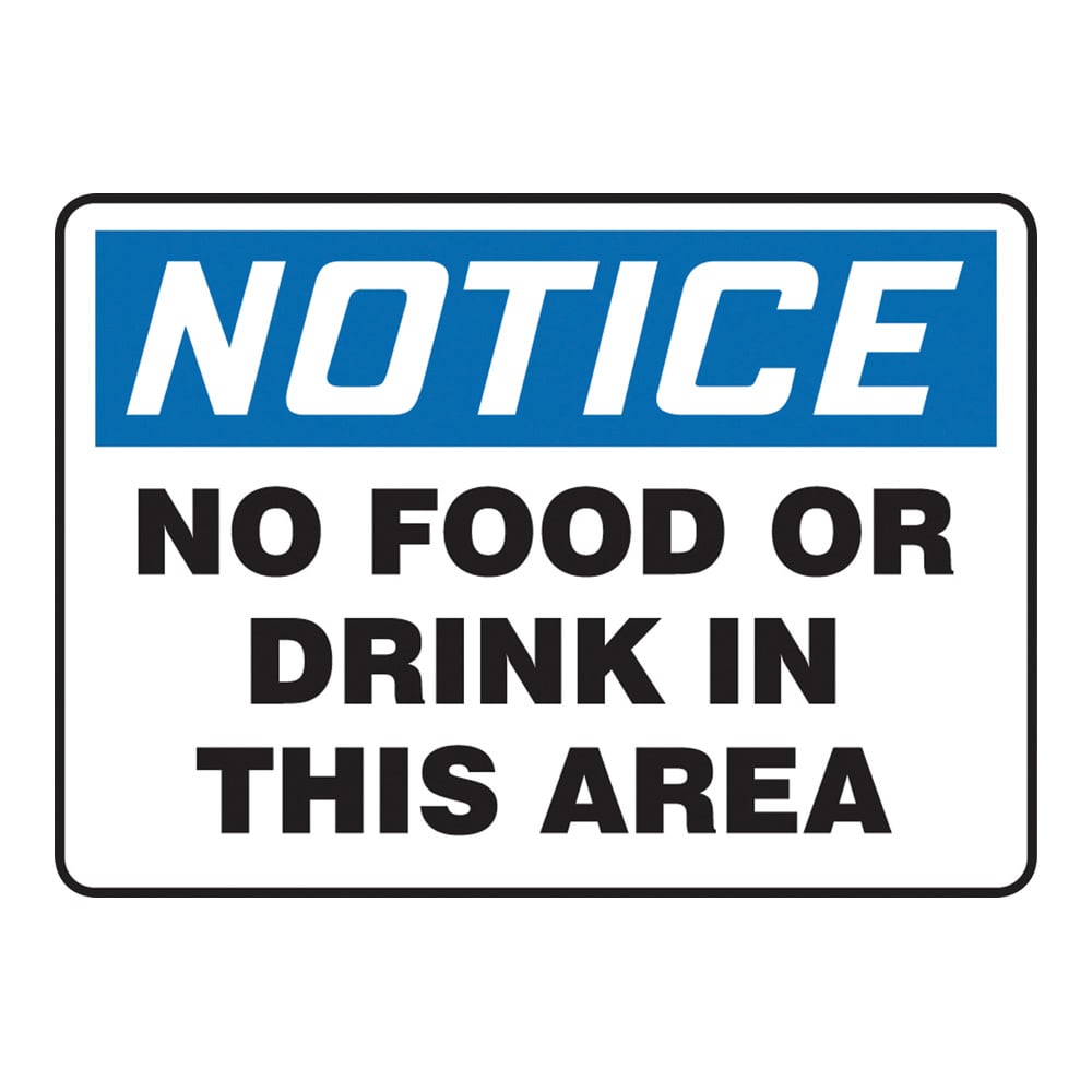 警告・注意喚起ラベル（英字）No Food Or Drink In This Area　MHSK801VS 1枚