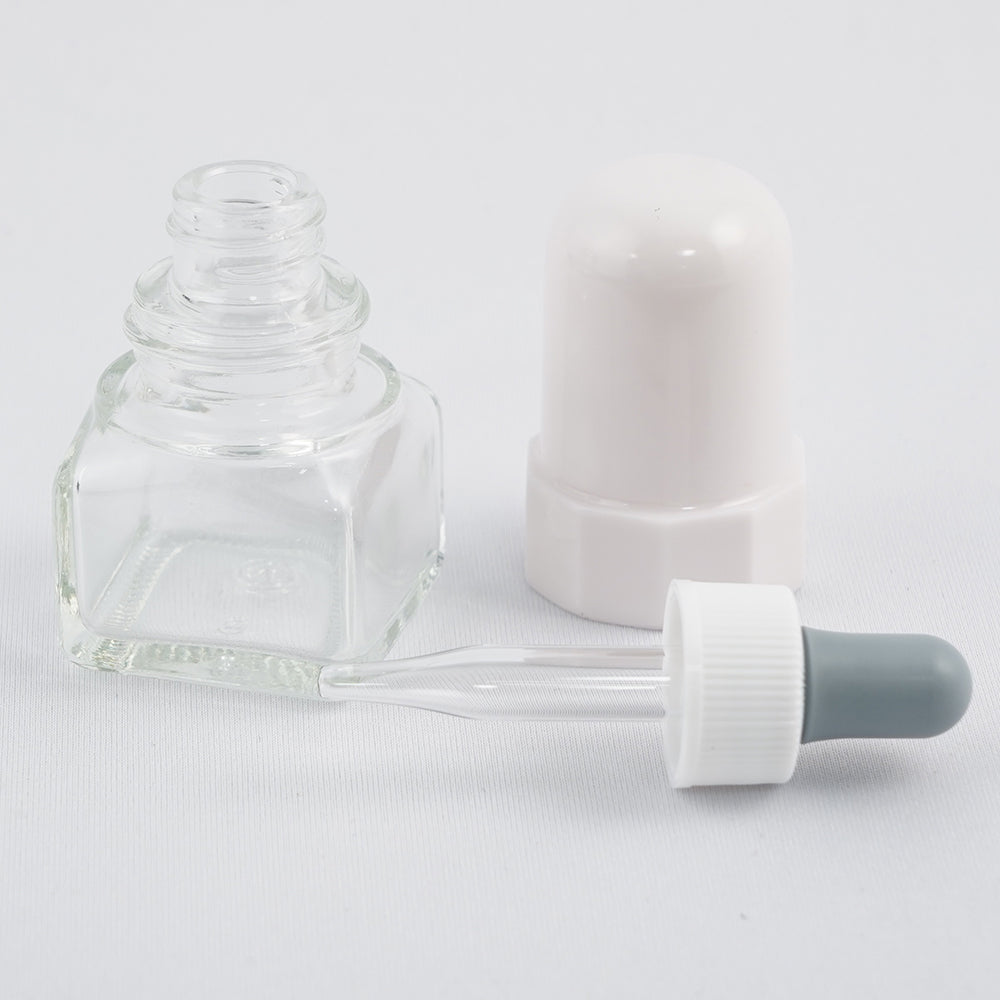 Dropper bottle (square glass) 10mL transparent 1 bottle