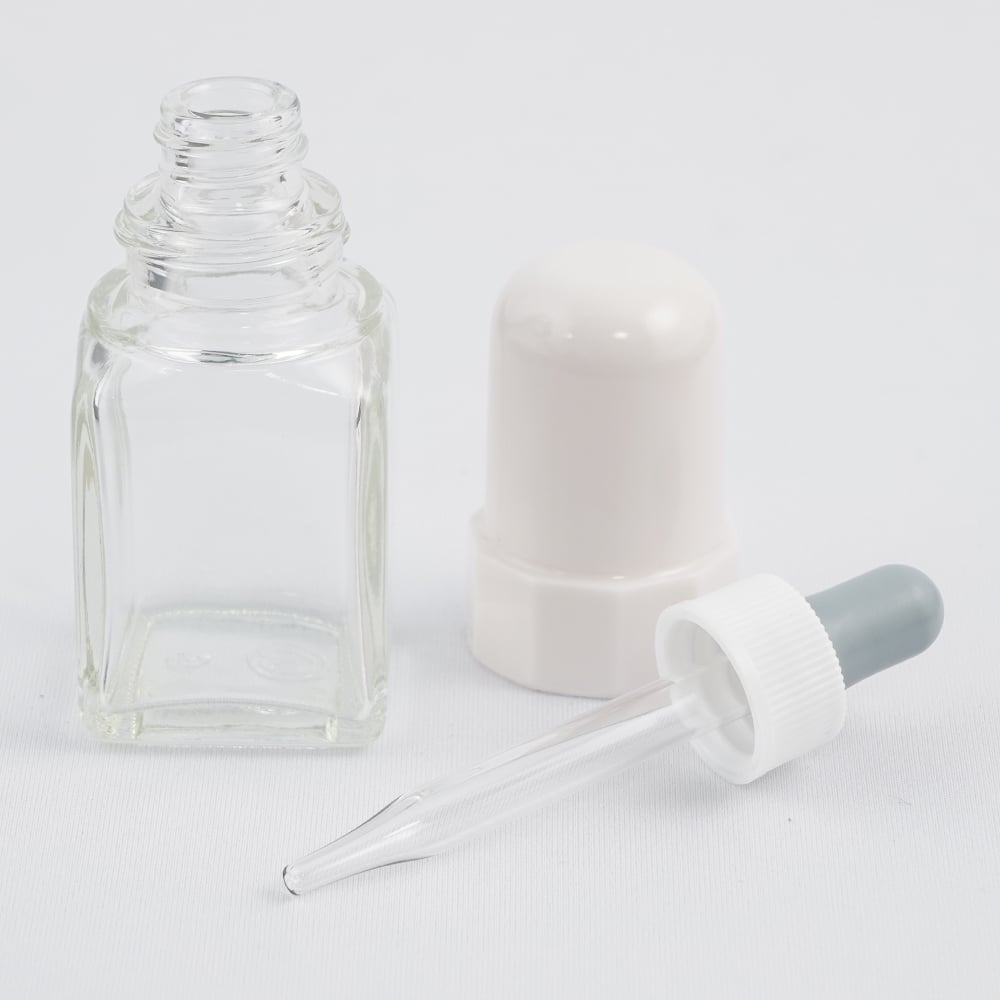 Dropper bottle (square glass) 20mL transparent 1 bottle