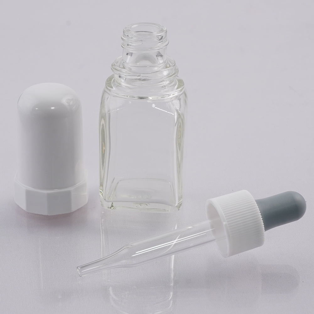 Dropper bottle (square glass) 30mL transparent 1 bottle