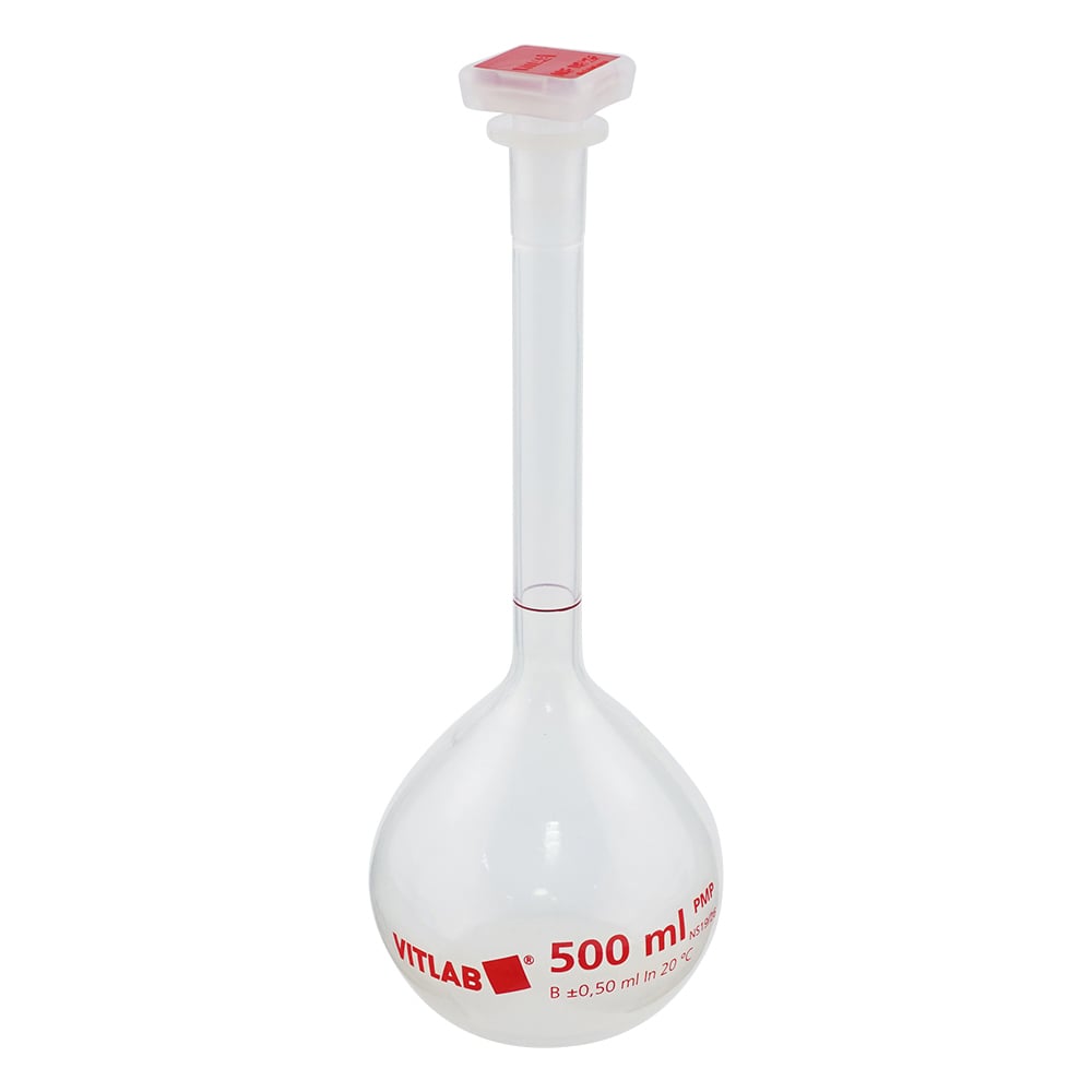 EMユーロPMPメスフラスコ（PP栓付き）　500mL　67595 1個