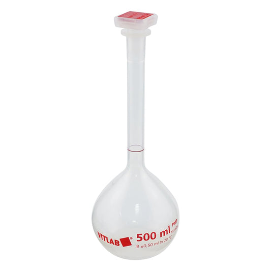 EMユーロPMPメスフラスコ（PP栓付き）　500mL　67595 1個