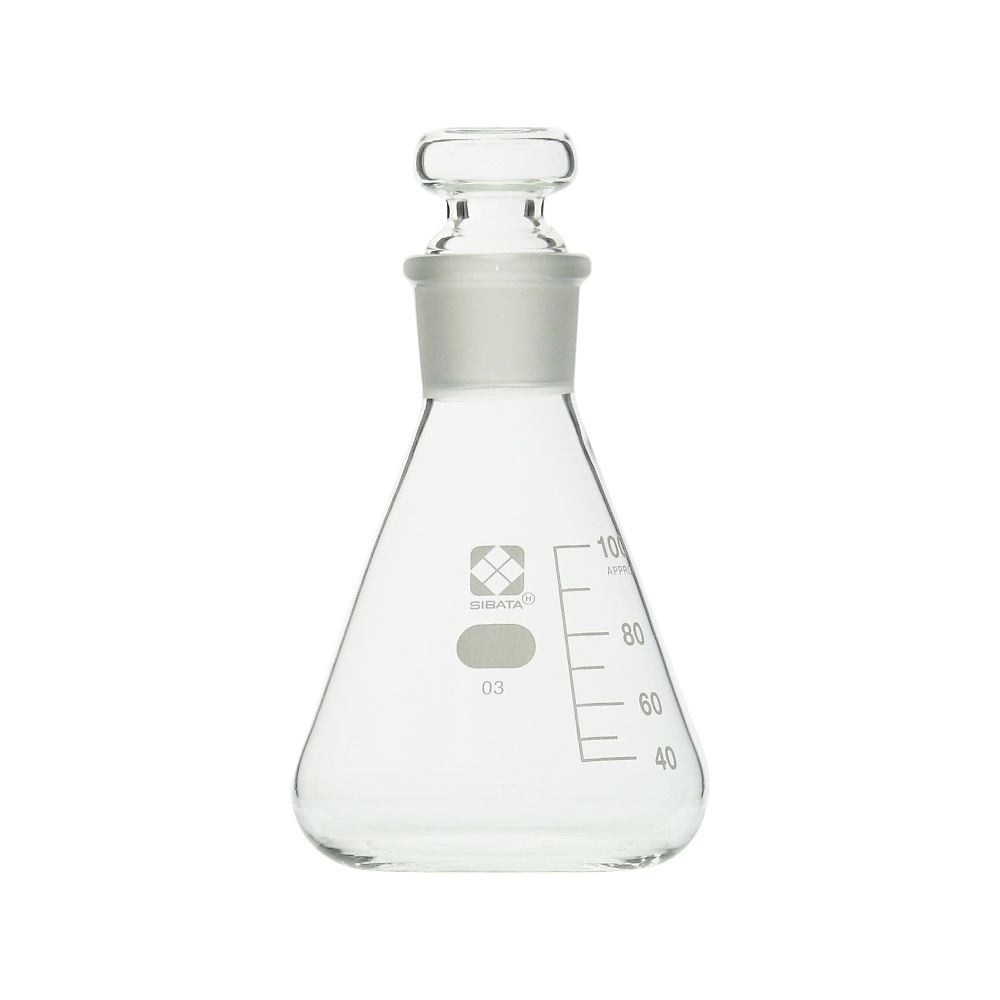 共栓三角フラスコ（目安目盛付き）　100mL 1個
