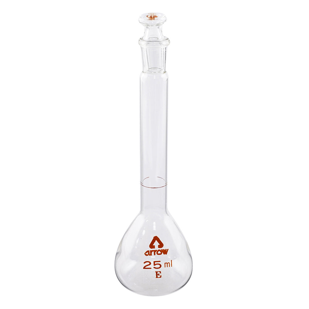 透明摺りメスフラスコ（硬質ガラス製） 白 25mL 1個