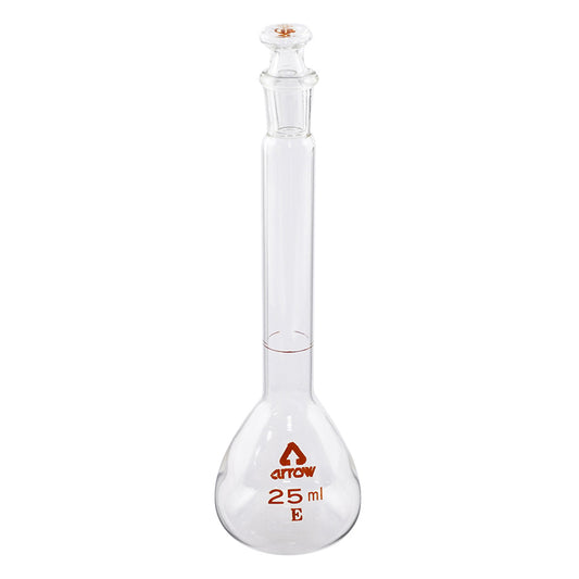 Transparent ground measuring flask (hard glass), white, 25mL, 1 piece