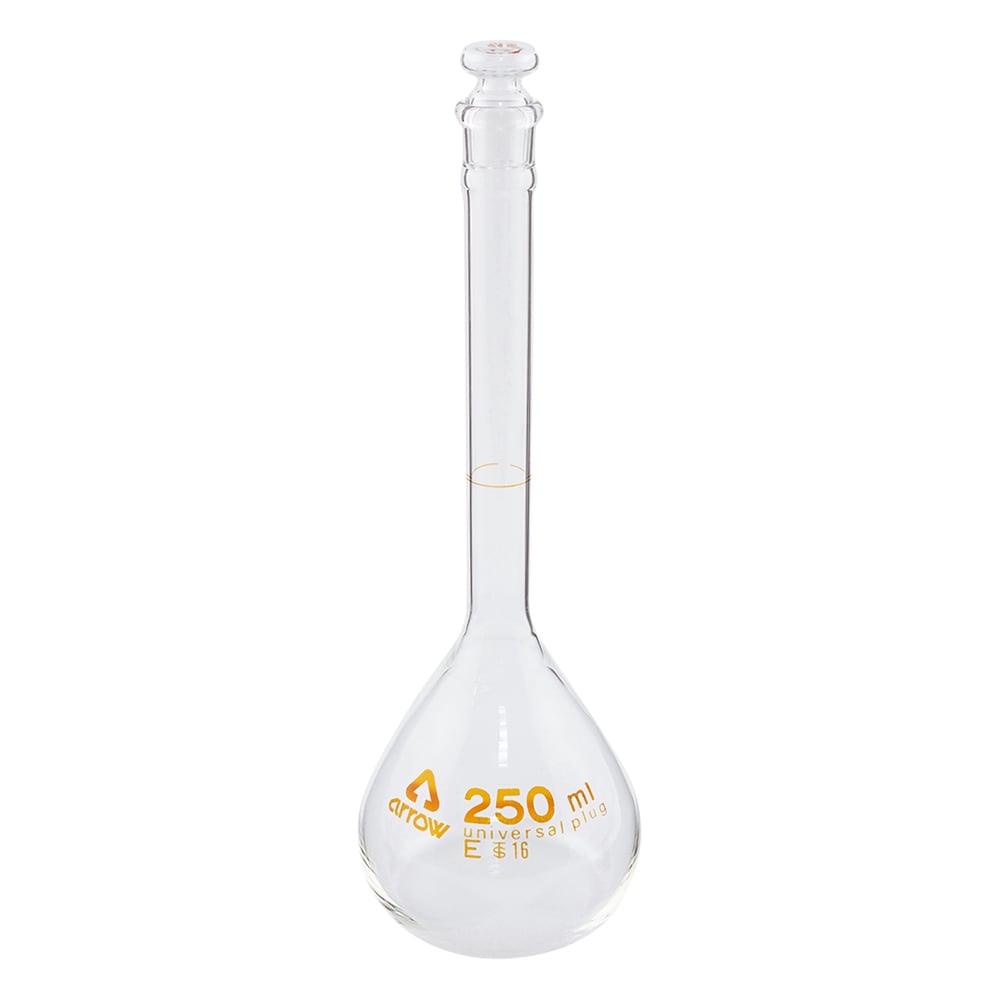 透明摺りメスフラスコ（硬質ガラス製） 白 250mL 1個