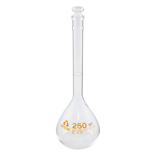 Transparent ground measuring flask (hard glass), white, 250mL, 1 piece