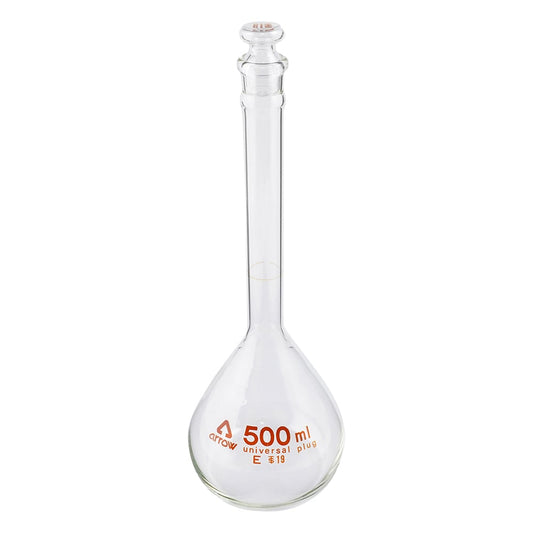 Transparent ground measuring flask (hard glass), white, 500mL, 1 piece