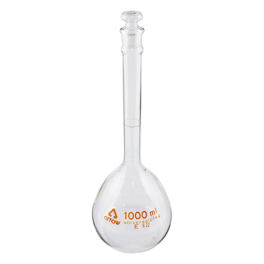 Transparent ground measuring flask (hard glass) White 1L 1 pc