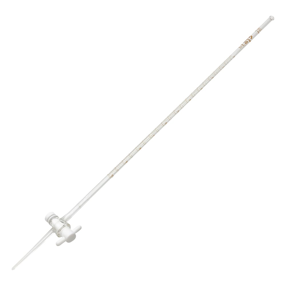 ビュレット硼珪酸ガラス製　PTFE活栓付　白　10mL 1本