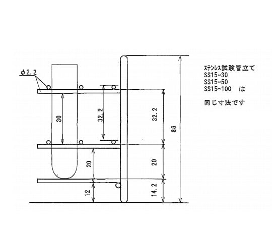 ステンレス製試験管立 φ15mm 3×10配列　SS15-30 1個