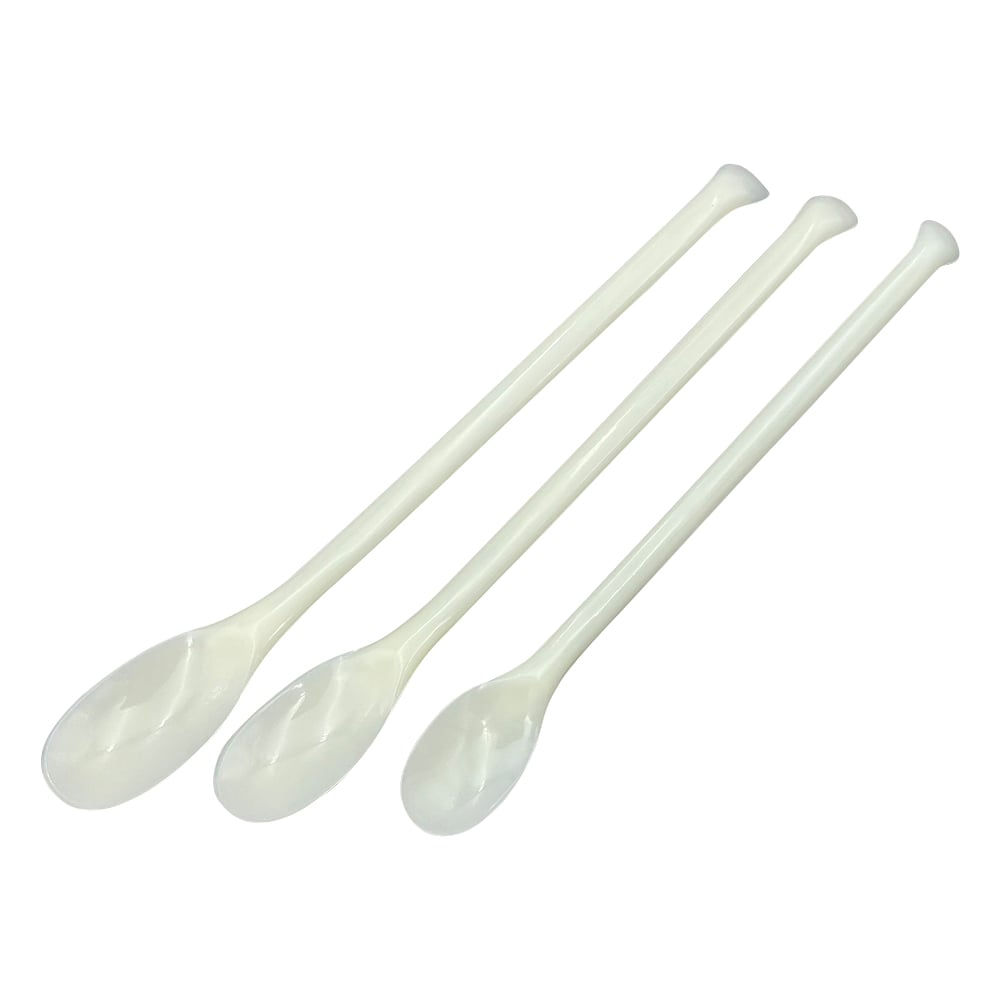 White plastic spoon made of ABS, set of 3, large, medium and small