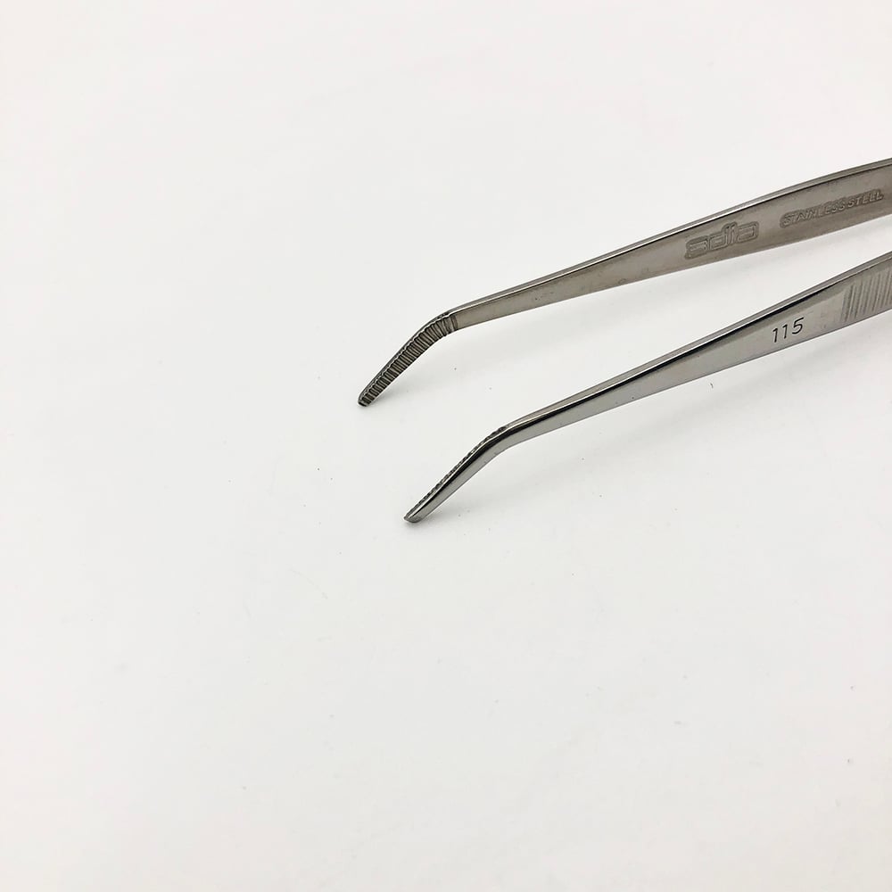 ステンレス製ピンセット　先曲　115mm 1本