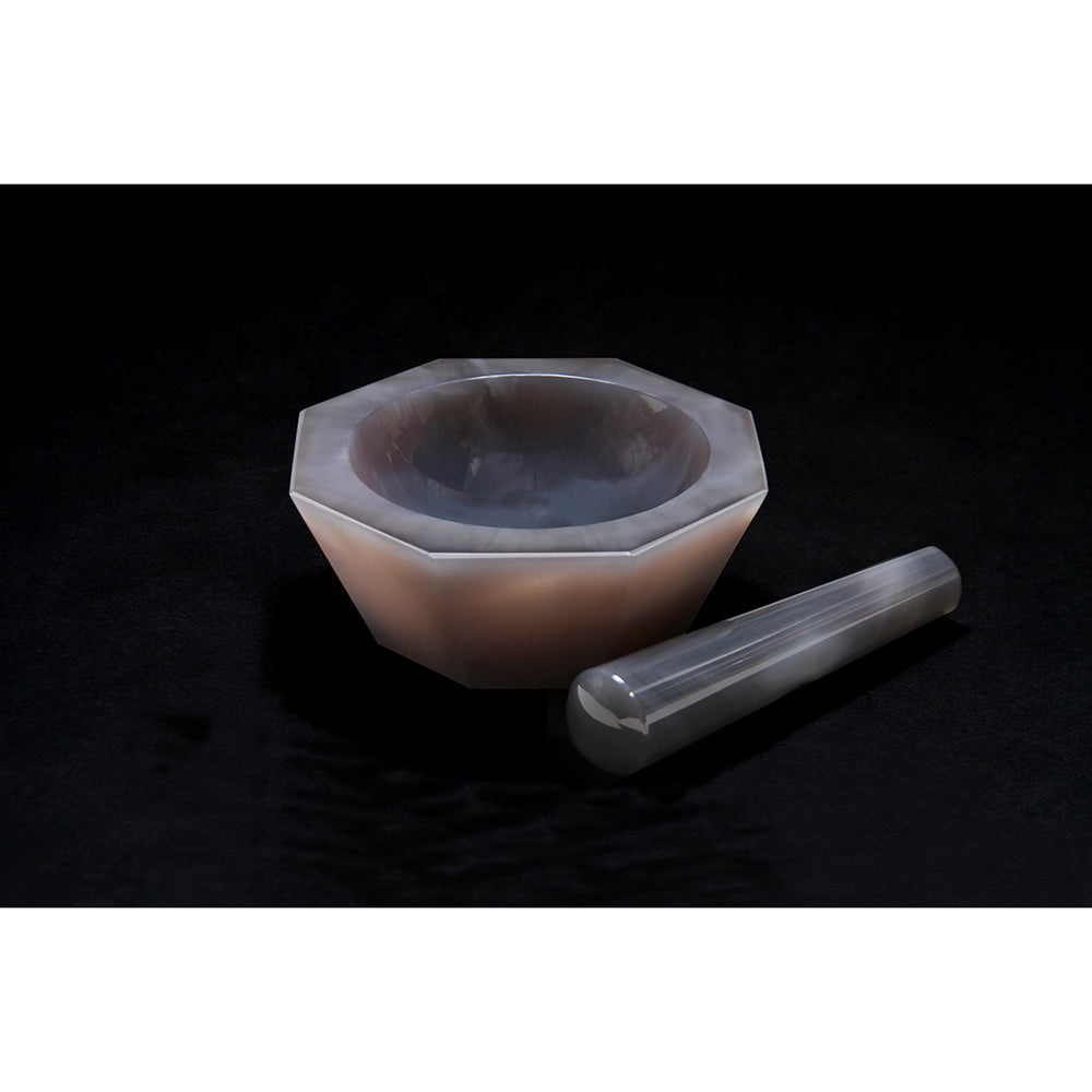 Meno Mortar, Shallow Type, φ130×φ160×45mm, with Pestle, 1 Set
