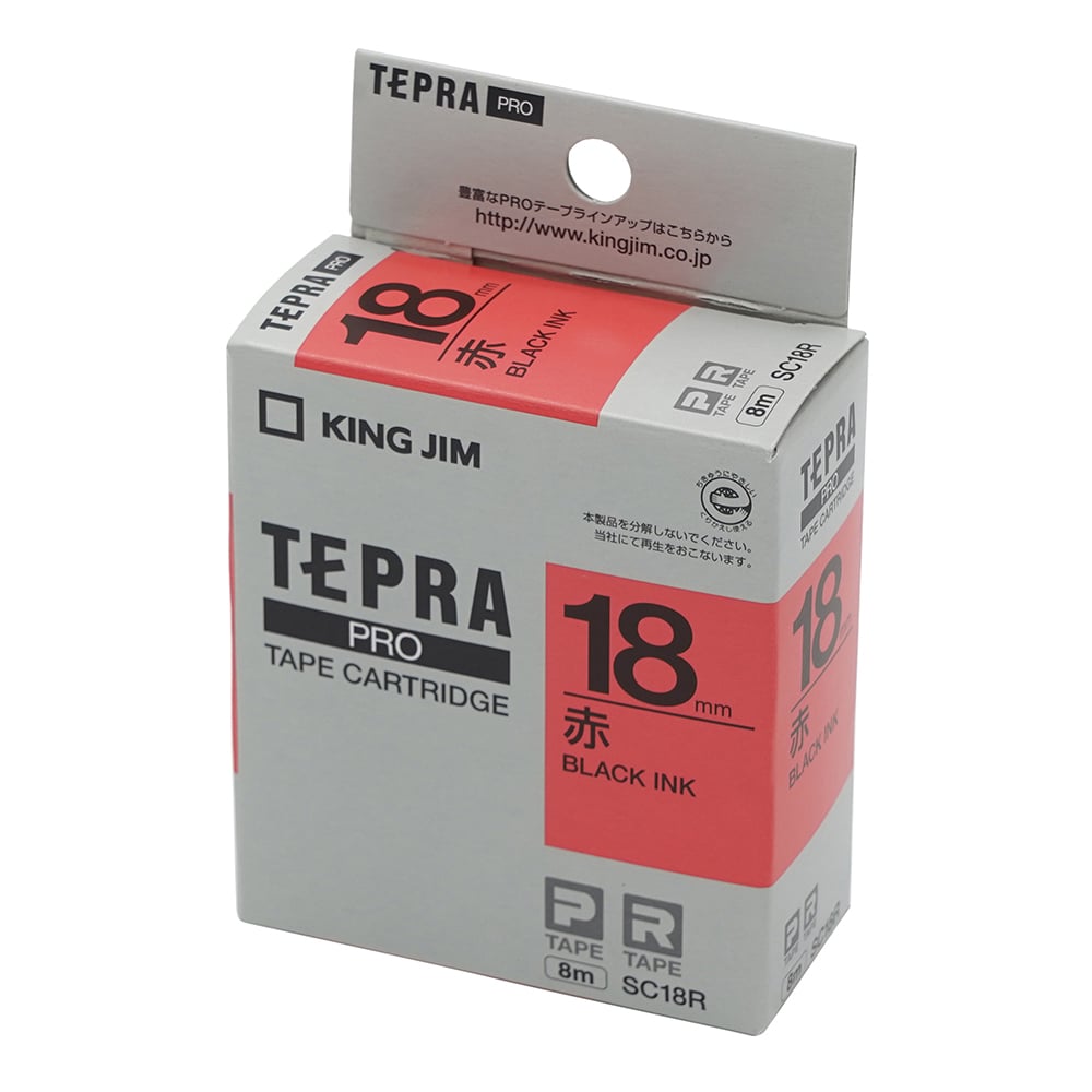 テプラ専用 テープカートリッジ レッド　SC18R 1個