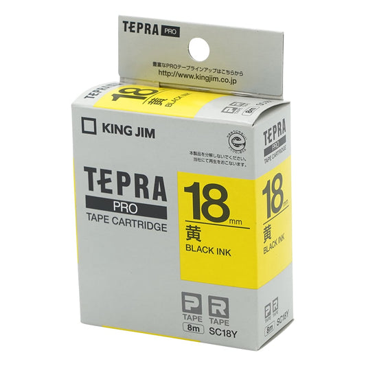 テプラ専用 テープカートリッジ イエロー　SC18Y 1個