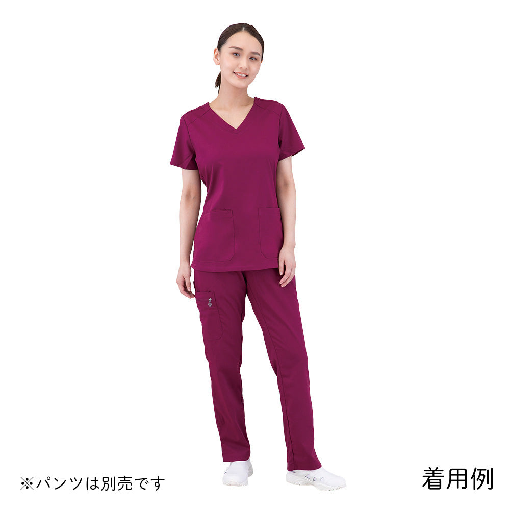PURPLE　LABEL　スクラブトップス　JILL　L相当　ワイン　2320-M-Wi 1枚