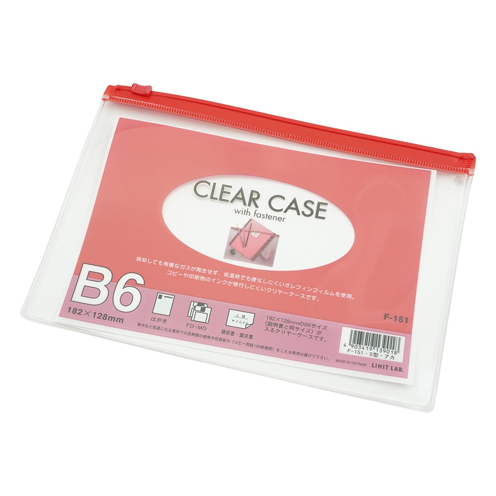 Clear case, horizontal, B6, red, F-151, 1 sheet