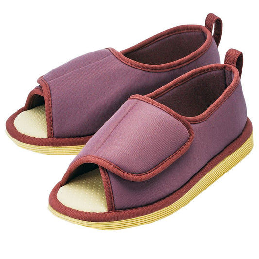 転倒予防シューズ つま先なし あずき Ｌ　091194 1足