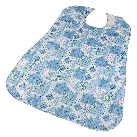 さわやか食事用エプロン パッチワーク ブルー 1枚/袋