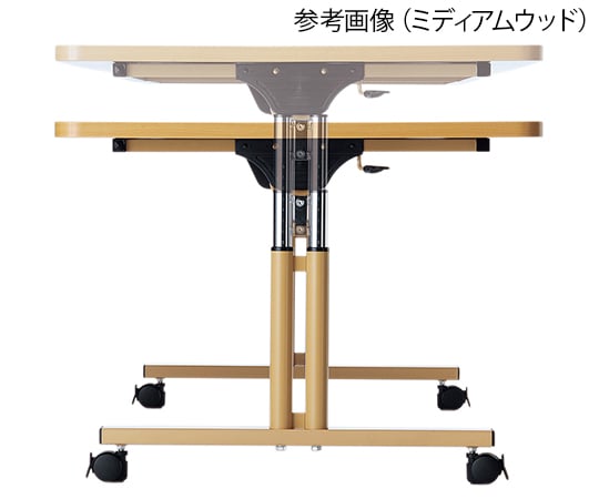Folding nursing care table (height adjustable type) for 4 people, medium wood, 1 unit