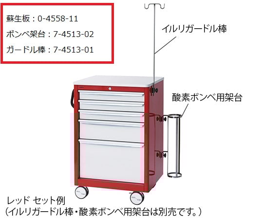 Emergency cart, red, AM930-R, 1 unit