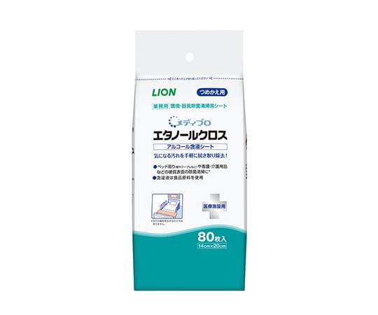 メディプロ　エタノールクロス（除菌洗浄シート）　詰替用　80枚×20入　MPECT80*K 1ケース(80枚×20個入)