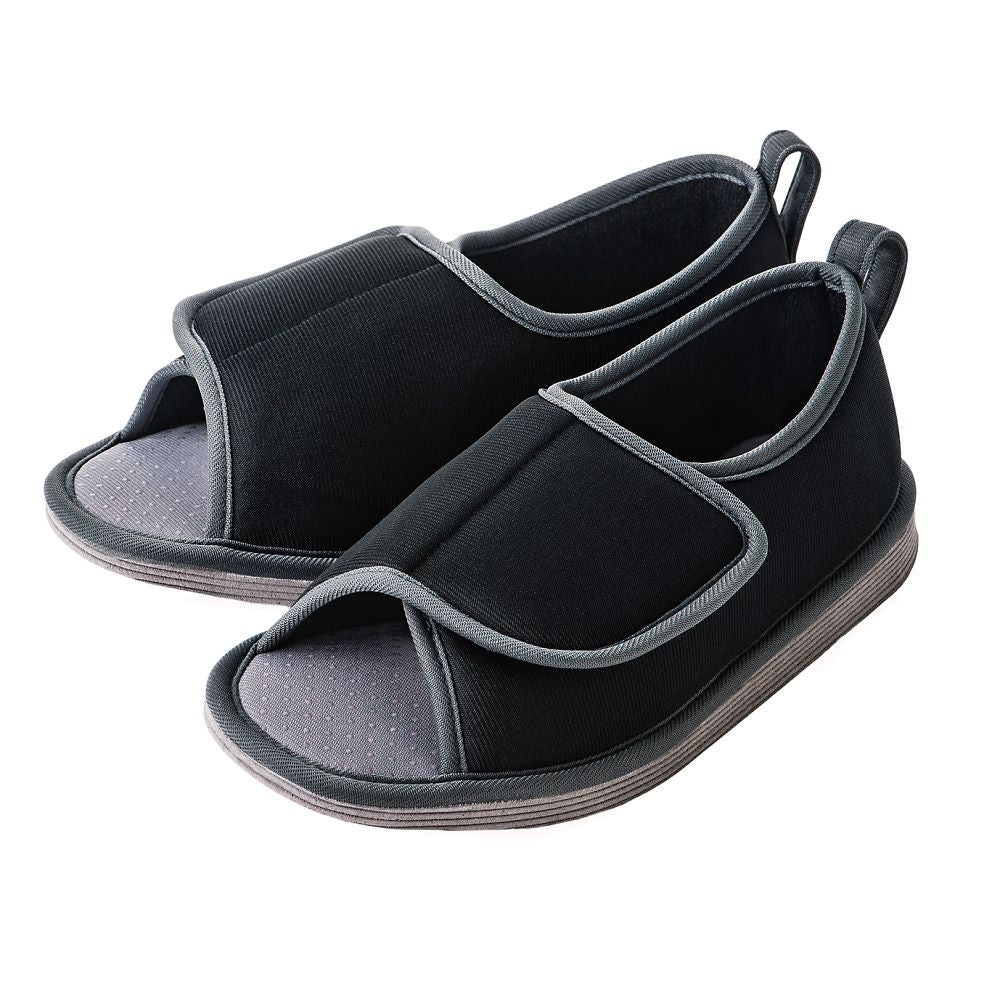 転倒予防シューズ つま先なし ブラック L　091294 1足