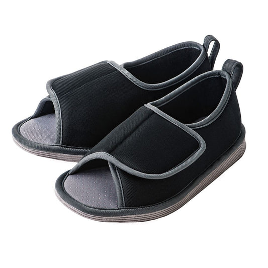 転倒予防シューズ つま先なし ブラック L　091294 1足