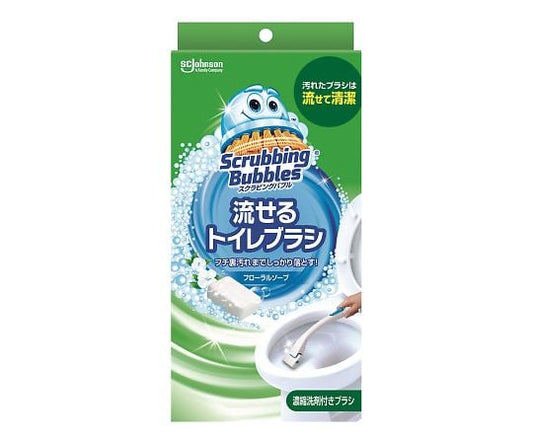 スクラビングバブルシャット流せるトイレブラシ　本体+替えブラシ4個 1箱