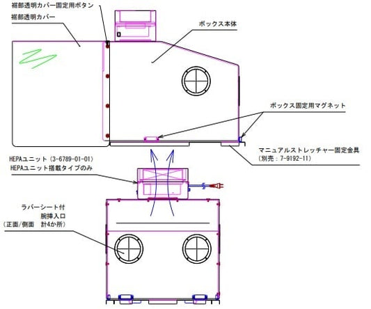 エアロゾルボックス（マニュアルストレッチャー対応）　マニュアルストレッチャー固定金具 1個