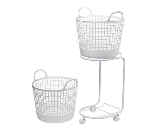 Laundry basket wagon 2-tier white LW-01L+LBB-01C 2P_WH 1 unit