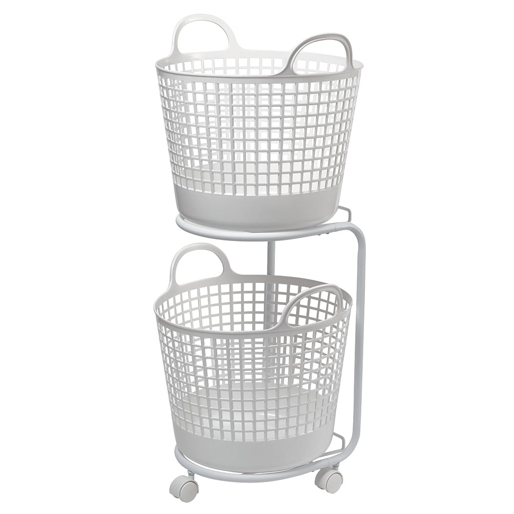 Laundry basket wagon 2-tier white LW-01L+LBB-01C 2P_WH 1 unit