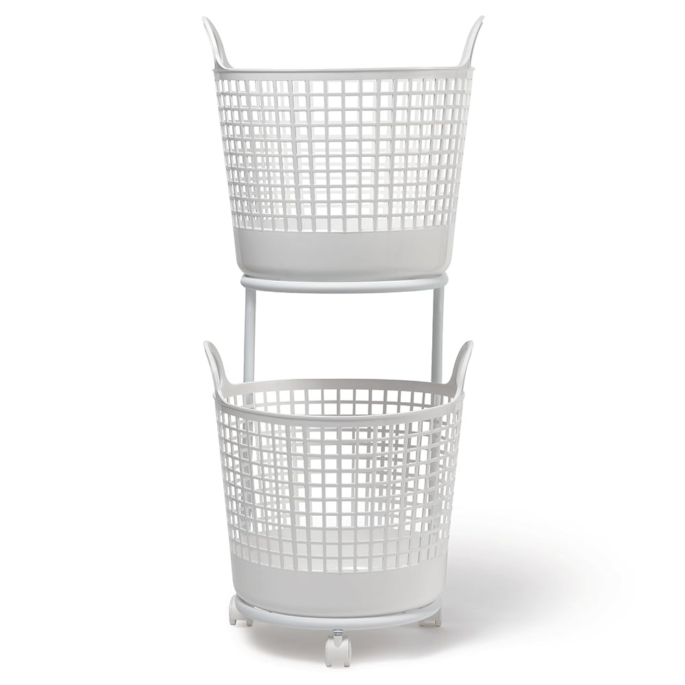 Laundry basket wagon 2-tier white LW-01L+LBB-01C 2P_WH 1 unit