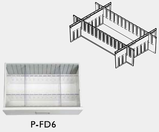 Partition set for emergency cart [LUXE] (for middle shelf) P-FD6 1 set
