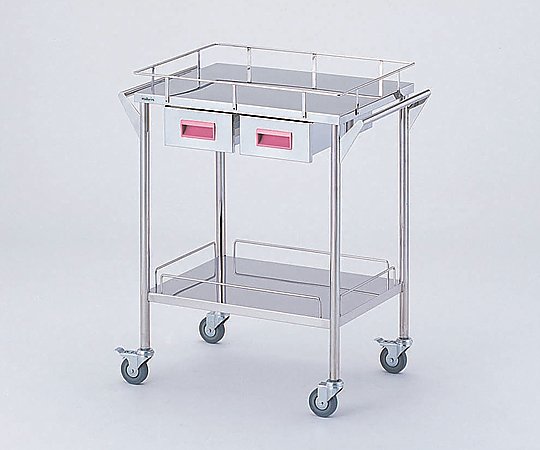 Storage Stainless Steel Cart, 2 Tiers, Pink (Width 600mm/2 Drawers) CHS-2H-P 1 Unit