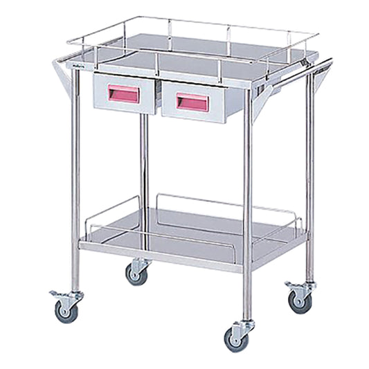 Storage Stainless Steel Cart, 2 Tiers, Pink (Width 600mm/2 Drawers) CHS-2H-P 1 Unit