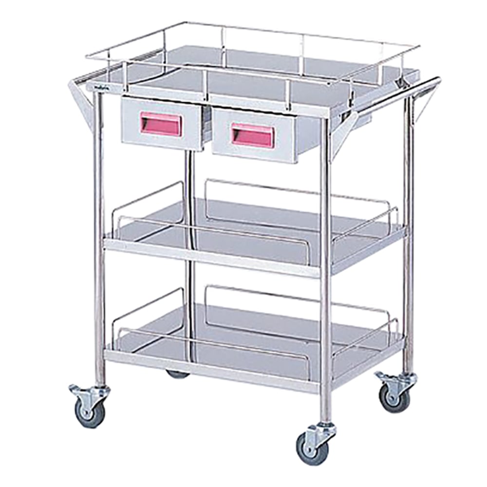 스토리지 스테인레스 스틸 카트 3 단 핑크 (폭 600mm / 서랍 2 개) CHS-3H-P 1 대