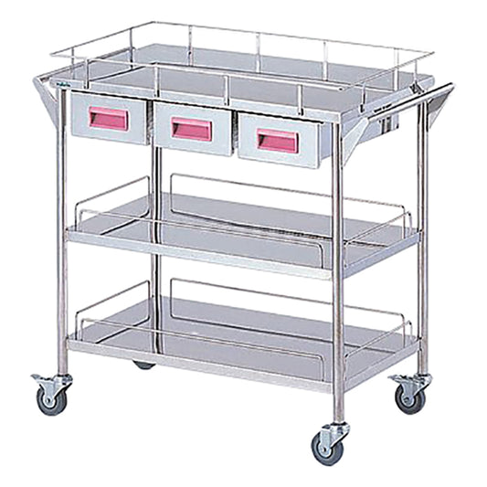 Storage Stainless Steel Cart 3 Tiers Pink (Width 750mm/3 Drawers) CHW-3H-P 1 Unit