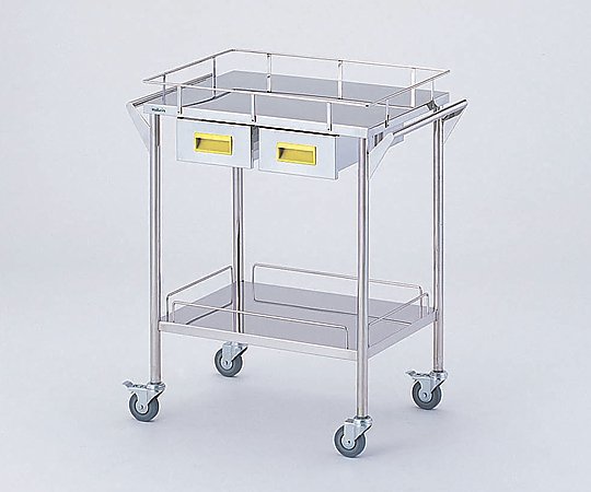 Storage Stainless Steel Cart, 2 Tiers, Yellow (Width 600mm/2 Drawers) CHS-2H-Y 1 Unit