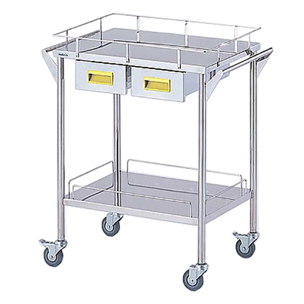 Storage Stainless Steel Cart, 2 Tiers, Yellow (Width 600mm/2 Drawers) CHS-2H-Y 1 Unit